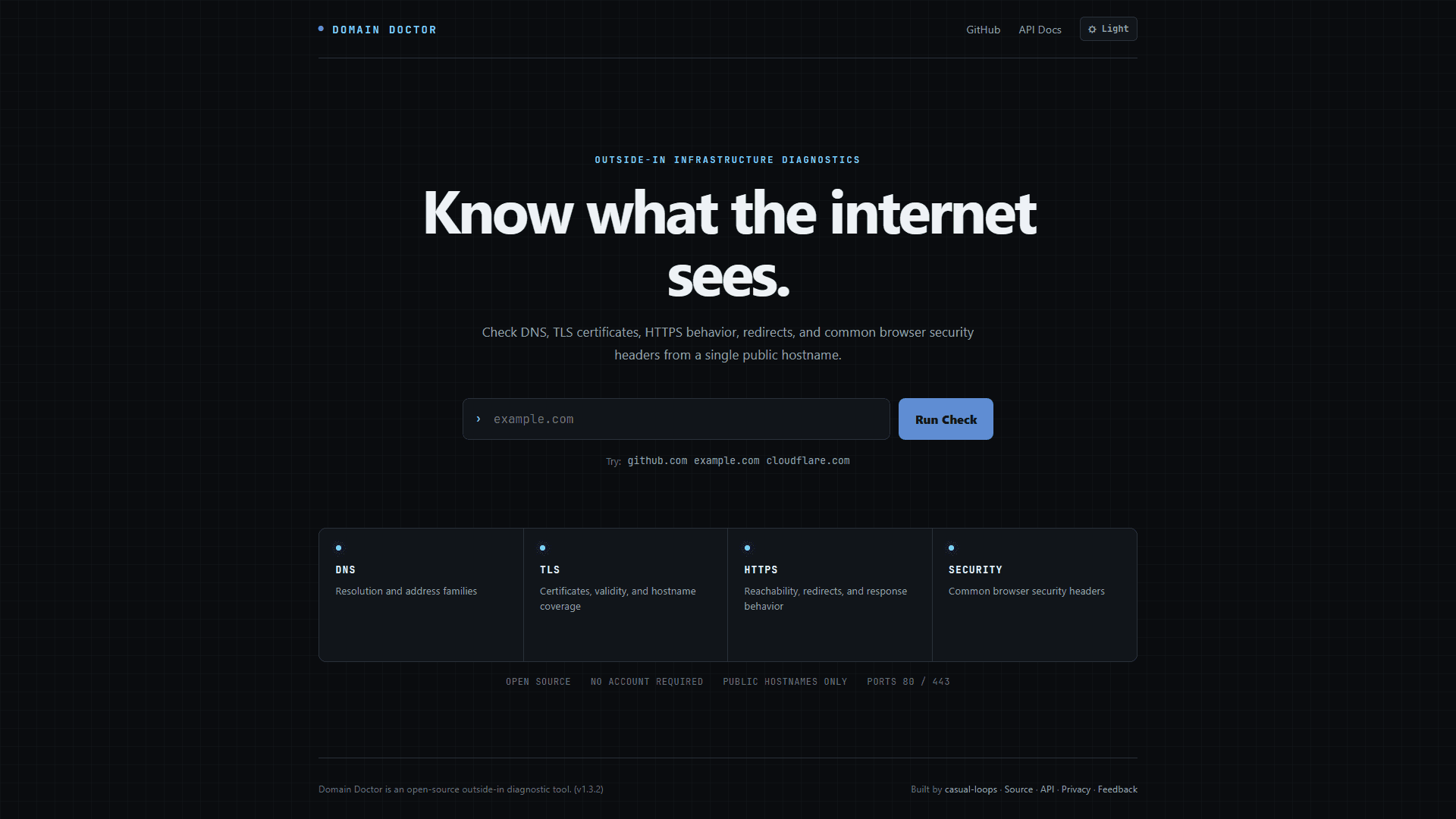 Domain Doctor application homepage